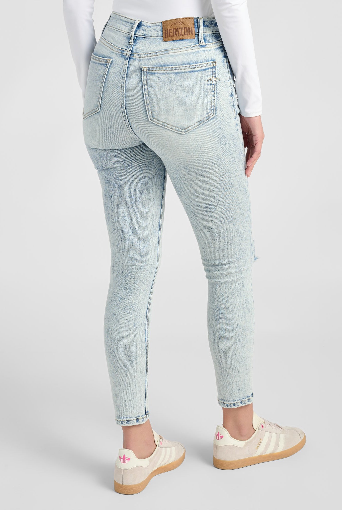 Light Wash $|& Herizon Jayne High Rise Distressed Skinny Jeans - SOF Back