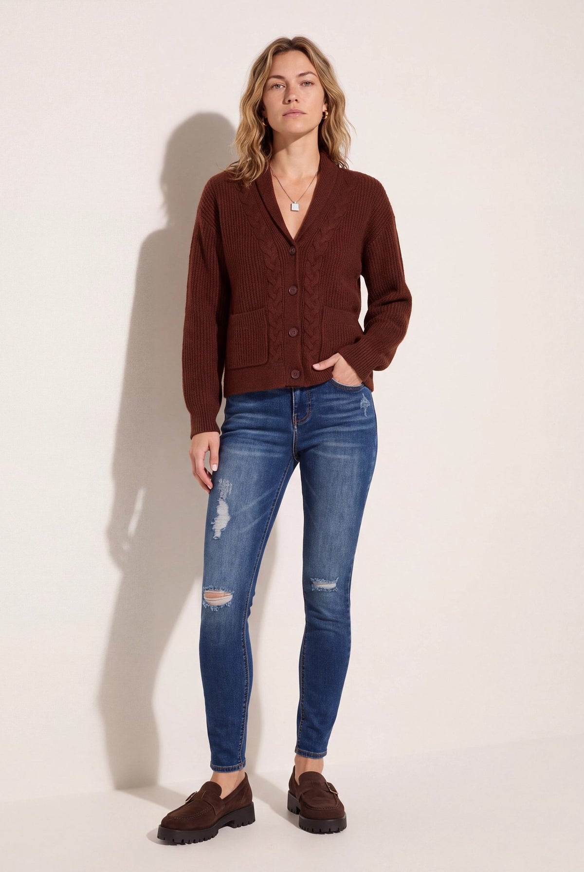 Dark Wash $|& Herizon Suzi Mid Rise Distressed Skinny Jeans - SOF Back