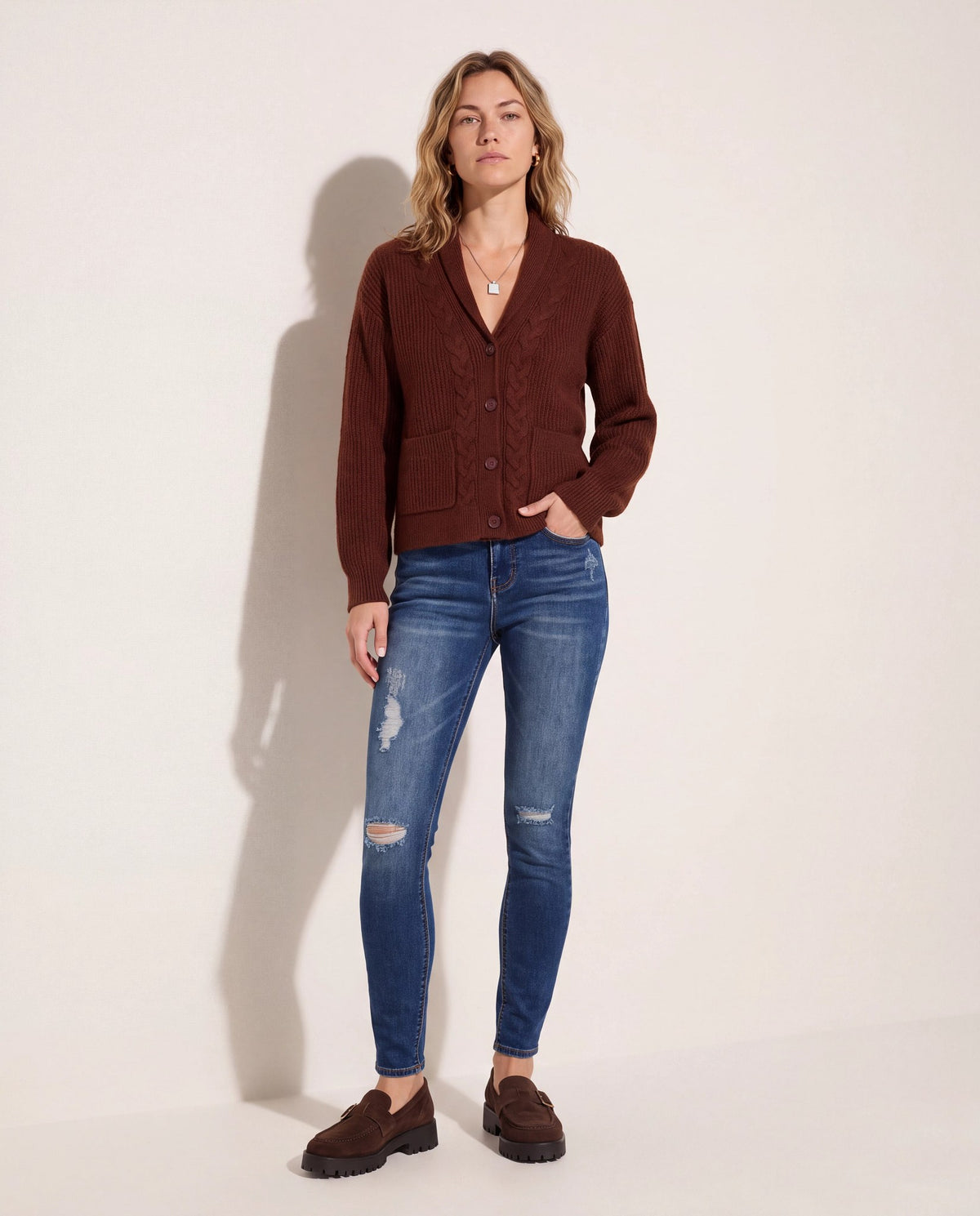 Dark Wash $|& Herizon Suzi Mid Rise Distressed Skinny Jeans - SOF Back
