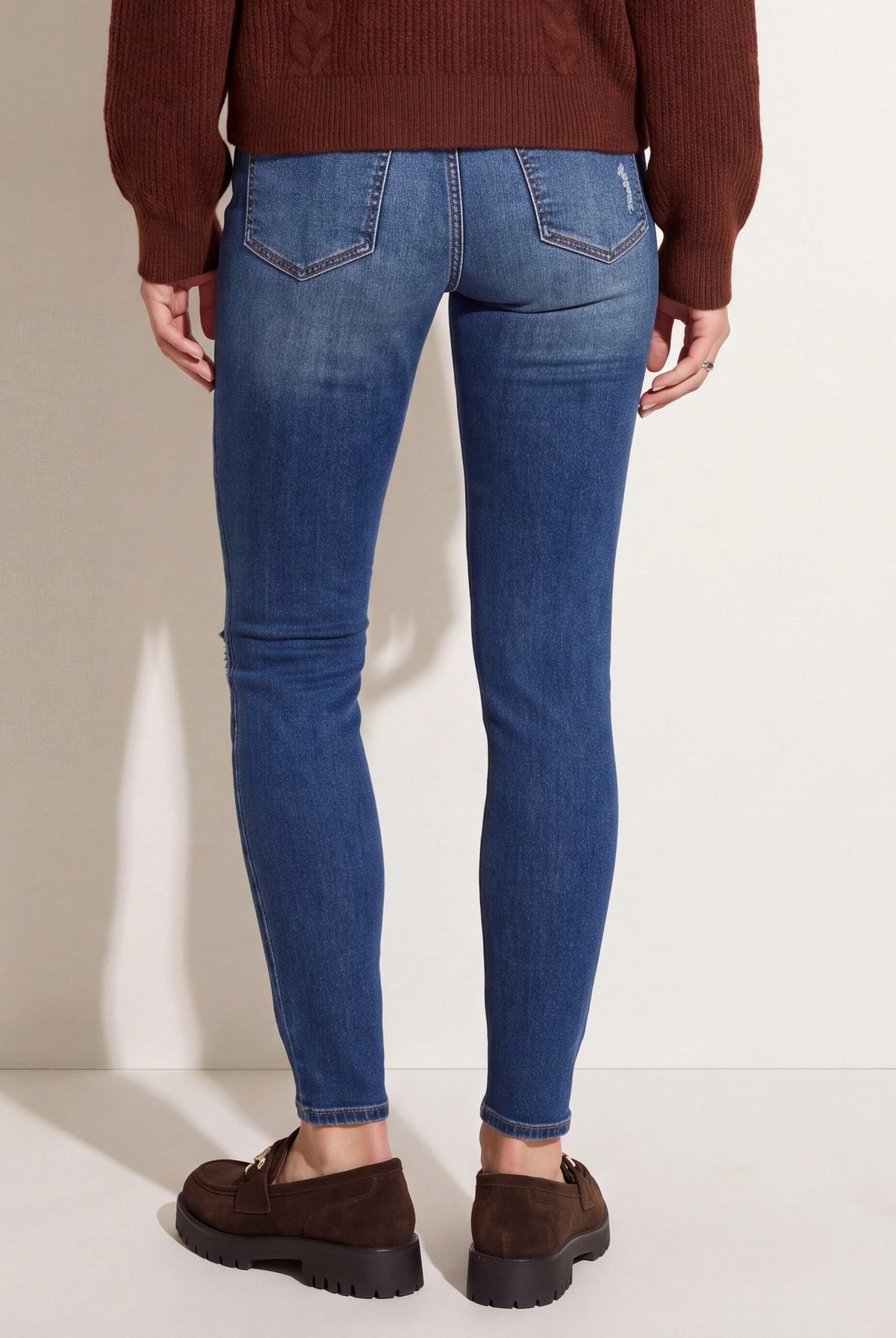 Dark Wash $|& Herizon Suzi Mid Rise Distressed Skinny Jeans - SOF Side