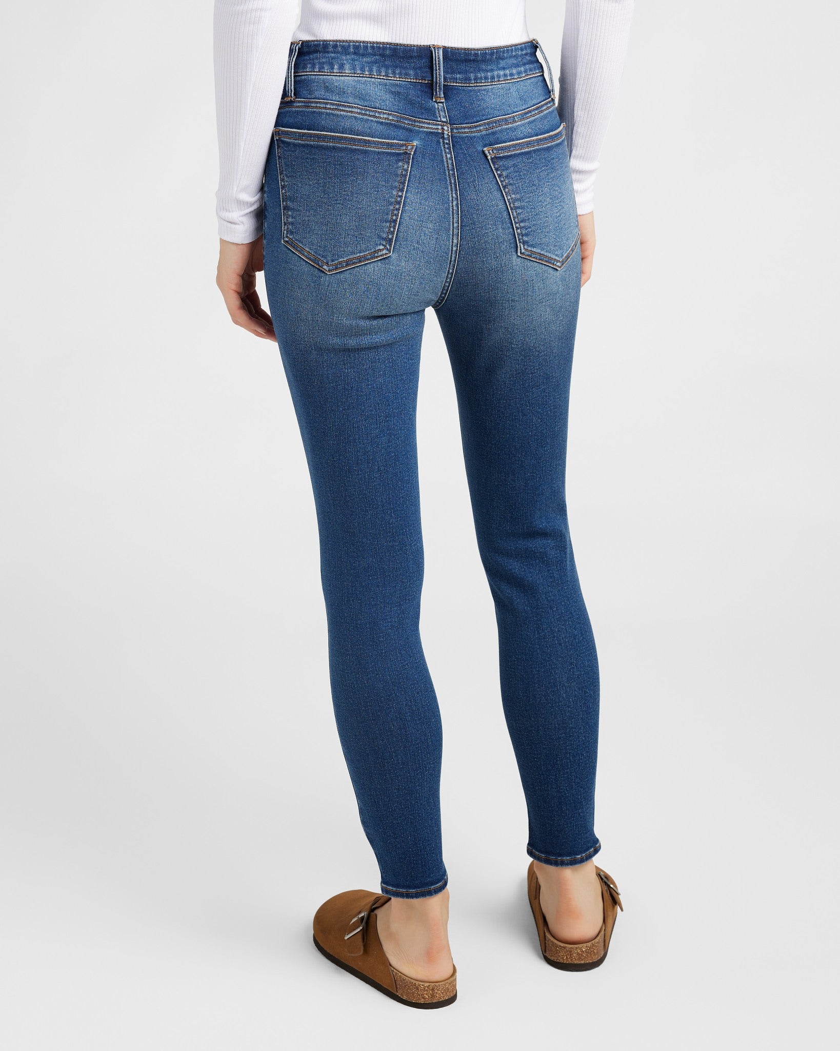 Dark Wash $|& Herizon Suzi Mid Rise Distressed Skinny Jeans - SOF Back