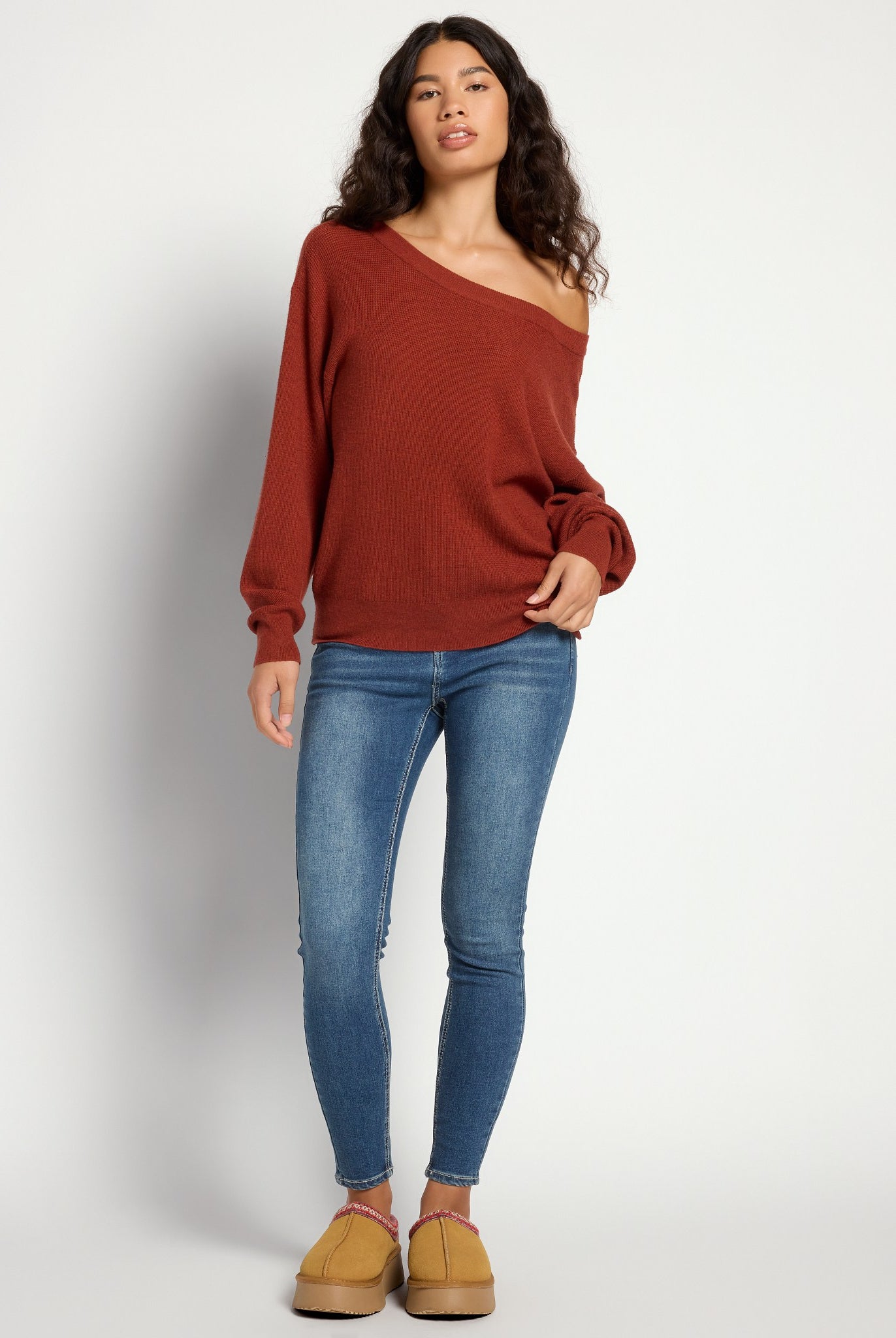Rooibos Tea $|& Herizon Wanderer Waffle One Shoulder Sweater - UGC On Fig