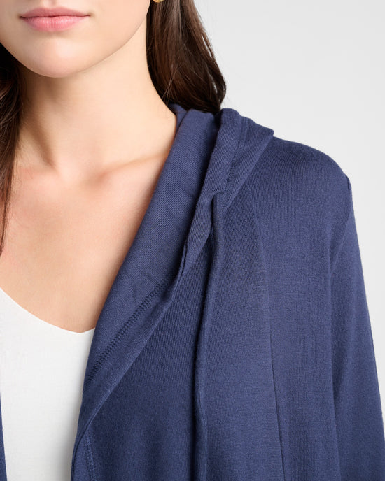 Navy $|& SEAS Laguna Hooded Cardigan - SOF Detail