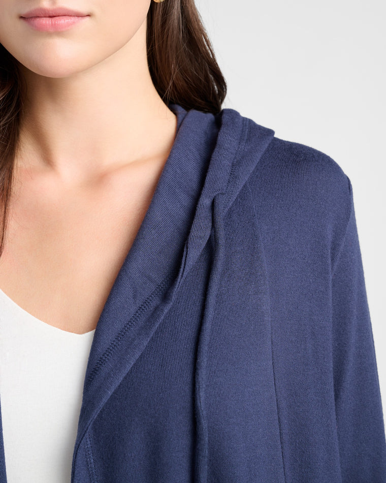 Navy $|& SEAS Laguna Hooded Cardigan - SOF Detail
