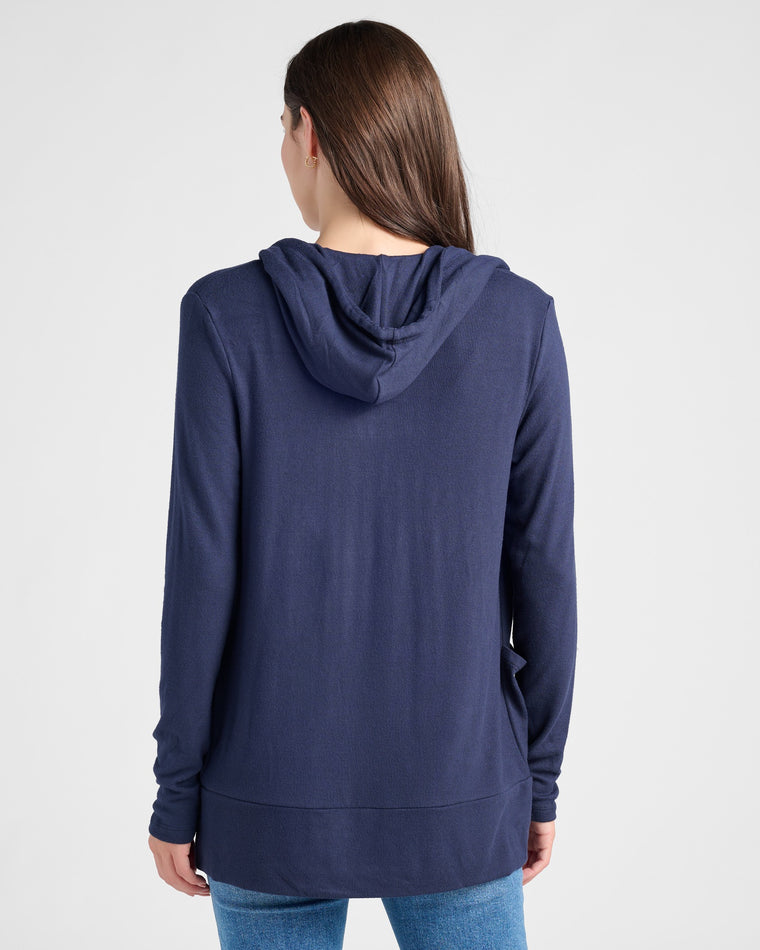 Navy $|& SEAS Laguna Hooded Cardigan - SOF Back