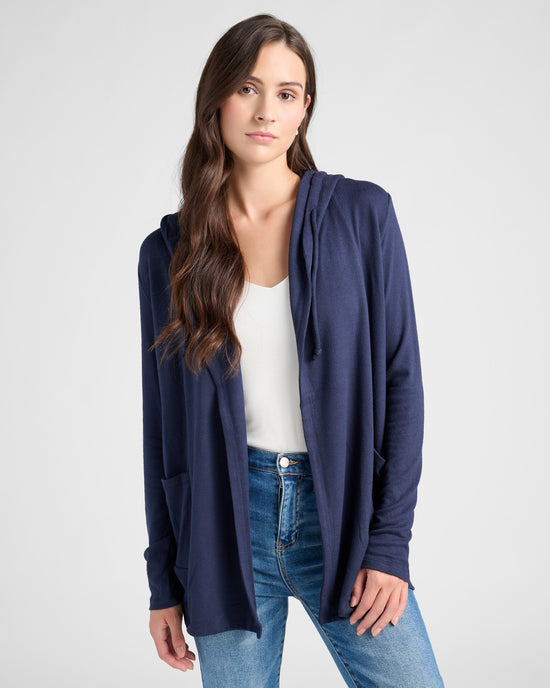 Navy $|& SEAS Laguna Hooded Cardigan - SOF Front