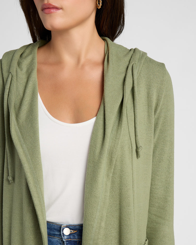 Heather Olive $|& SEAS Laguna Hooded Cardigan - SOF Detail