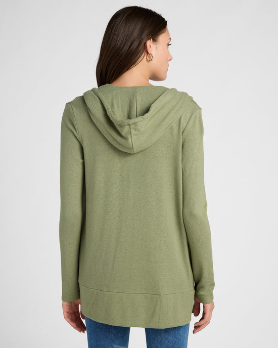 Heathered Olive $|& SEAS Laguna Hooded Cardigan - SOF Back