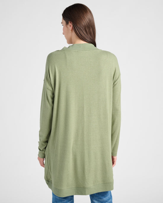 Heathered Olive $|& SEAS Cocoon Cardigan - SOF Back