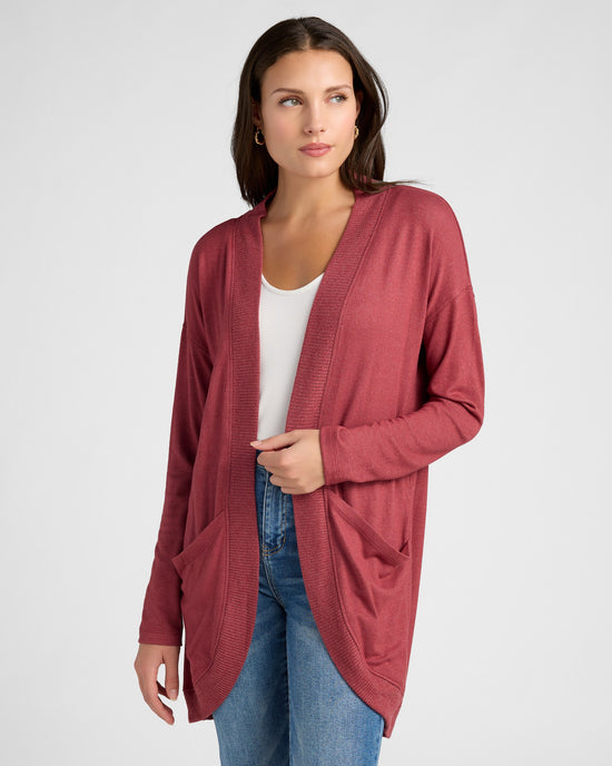 Heathered Cabernet $|& SEAS Cocoon Cardigan - SOF Front