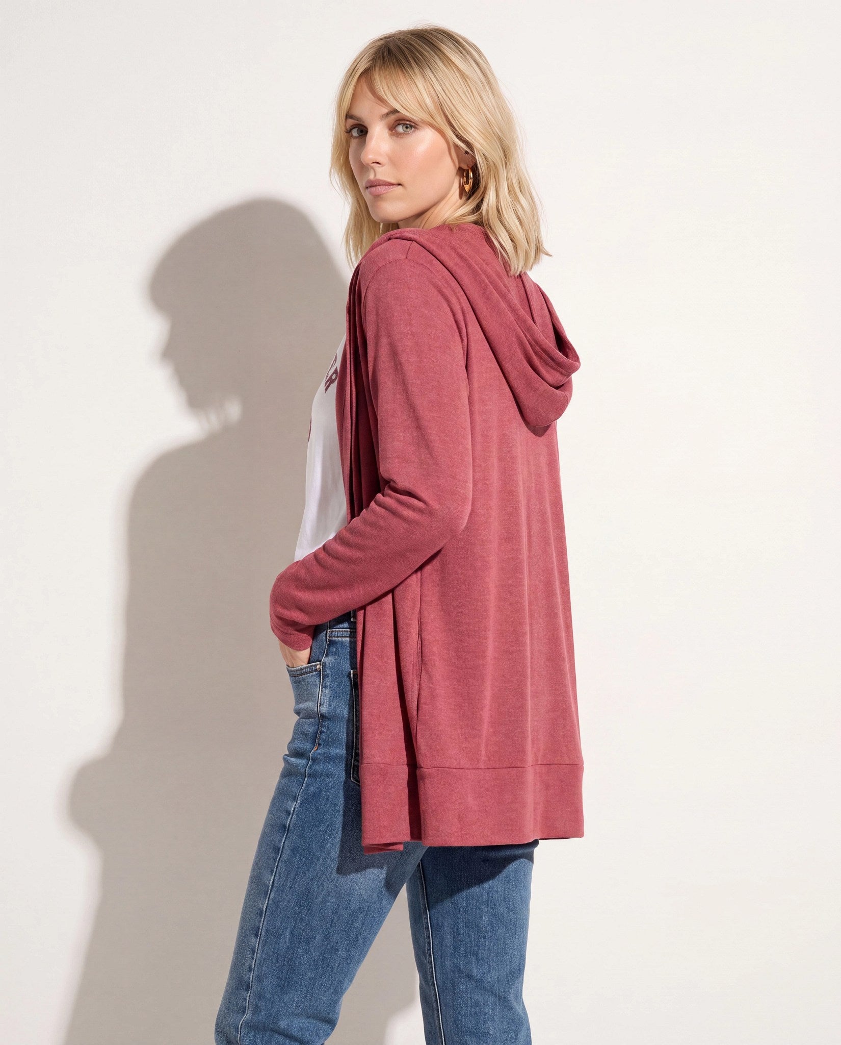 Heather Cabernet $|& SEAS Over The Falls Cardigan - SOF Back