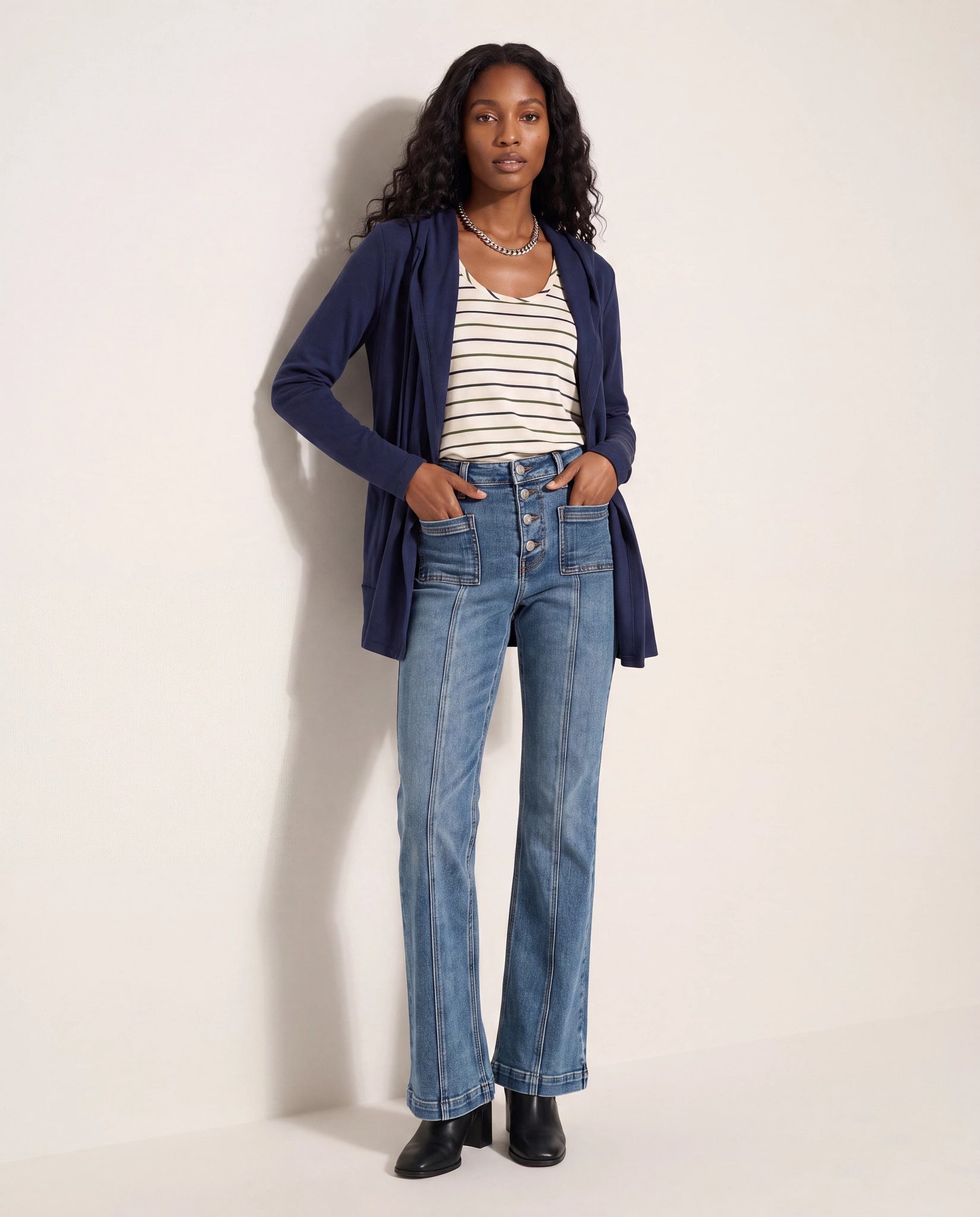 Navy $|& SEAS Over The Falls Cardigan - UGC On Fig