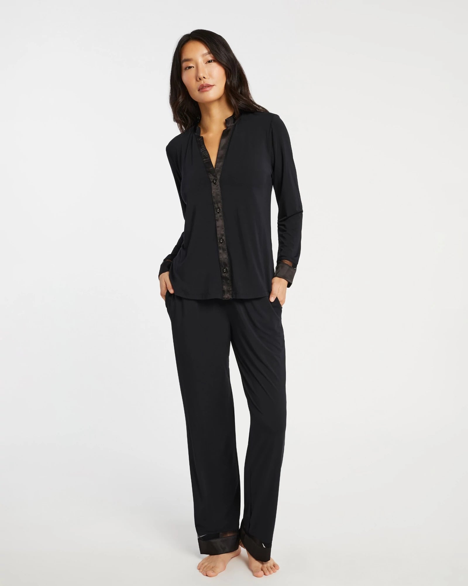 Black $|& Fleur't Tuxedo PJ Set - VOF Front