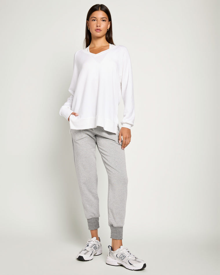 White $|& Interval Flex Fleece V-Neck Top - UGC On Fig