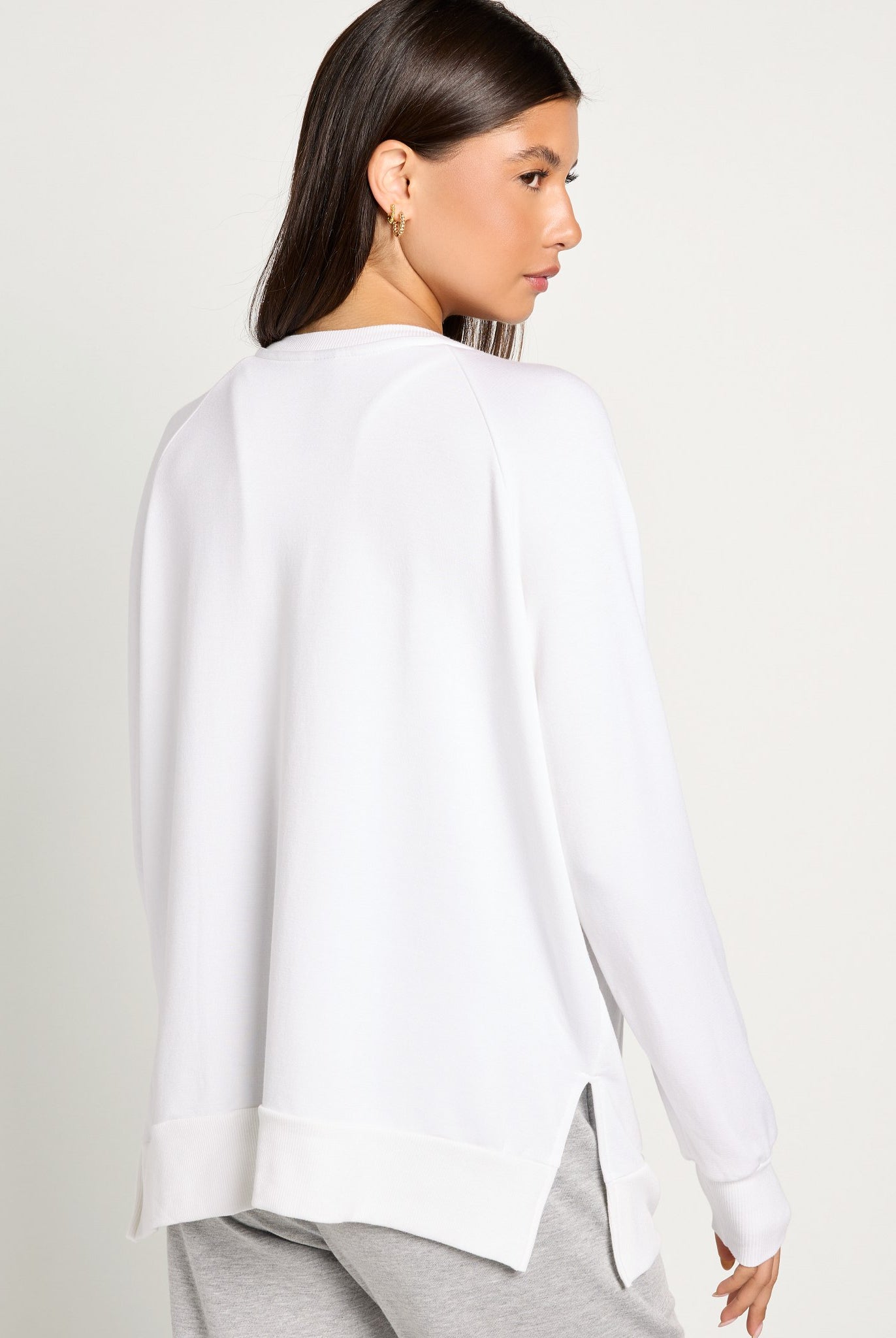 White $|& Interval Flex Fleece V-Neck Top - SOF Back