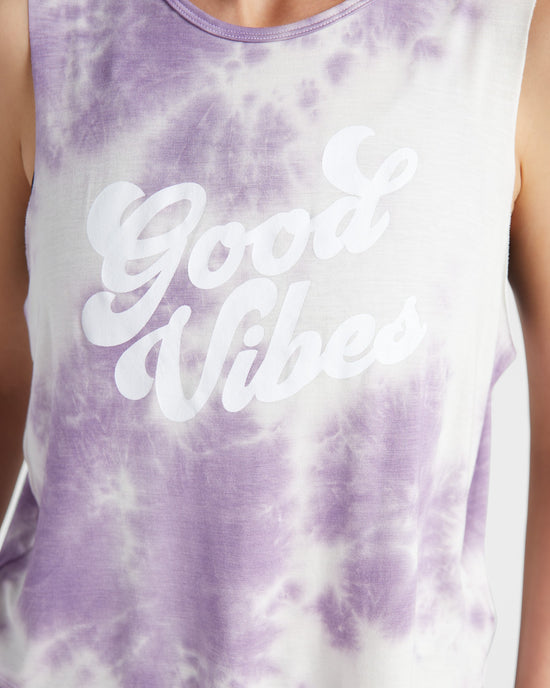Lavender Purple $|& Interval Good Vibes Graphic Tank - SOF Detail