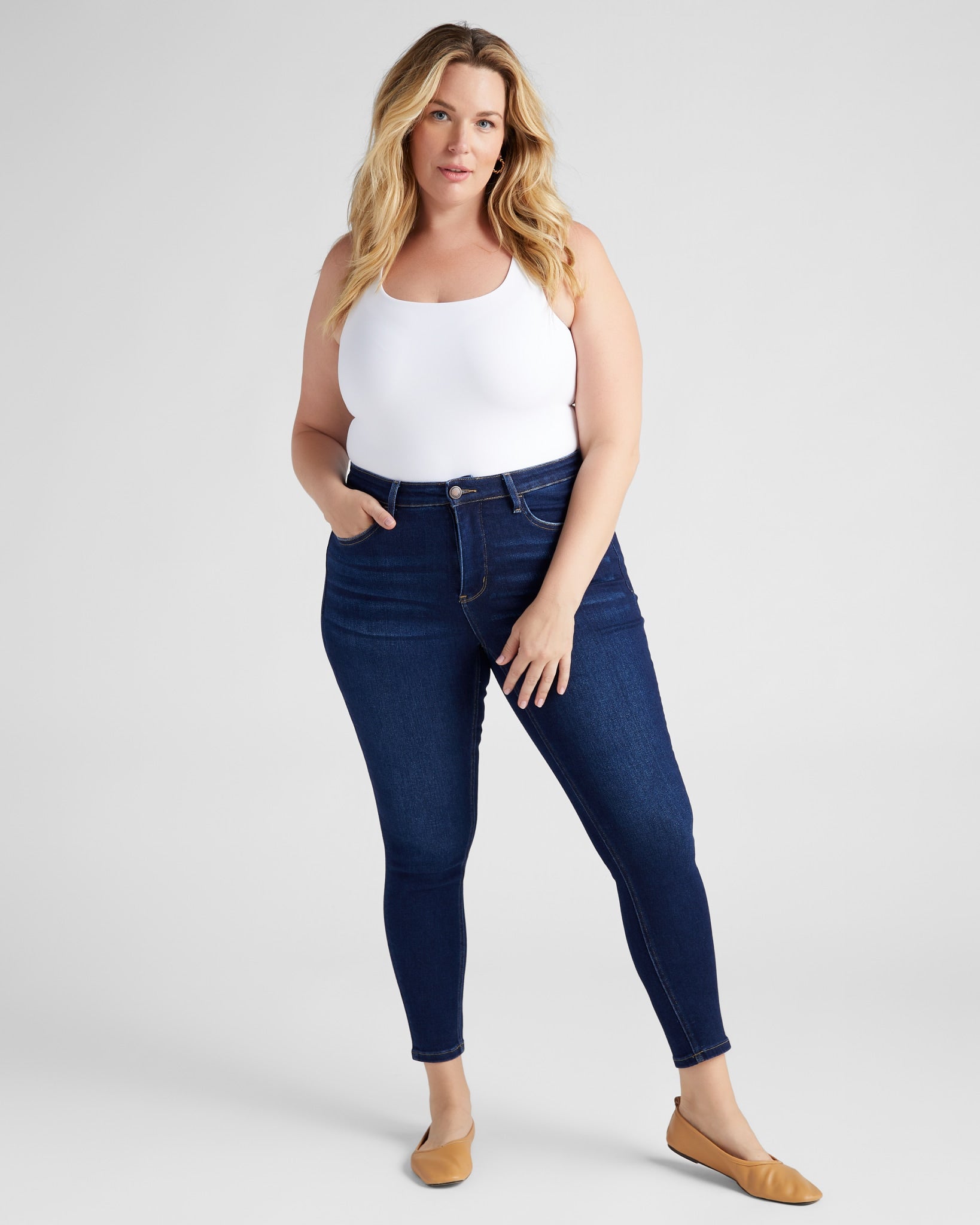 Dark Denim $|& Lovervet High Rise Ankle Skinny Jeans - SOF Full Front