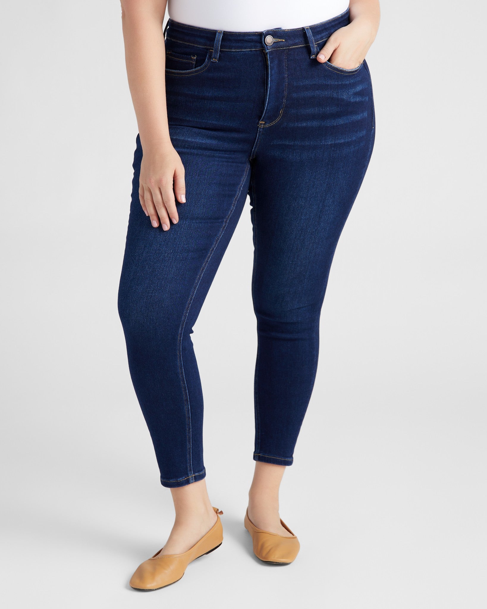 Dark Denim $|& Lovervet High Rise Ankle Skinny Jeans - SOF Front