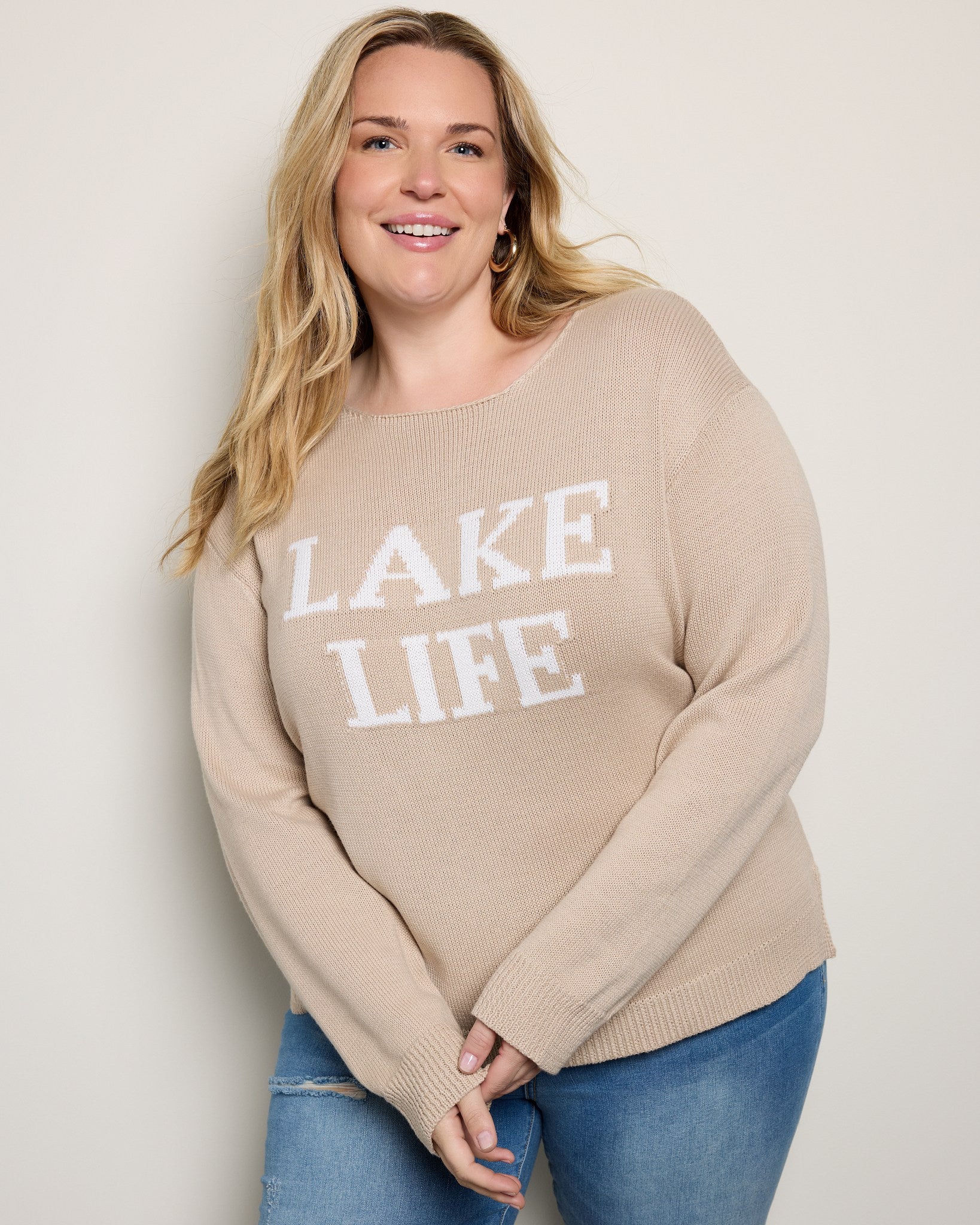 Taupe $|& Gilli Lake Life Long Sleeve Top - SOF Front
