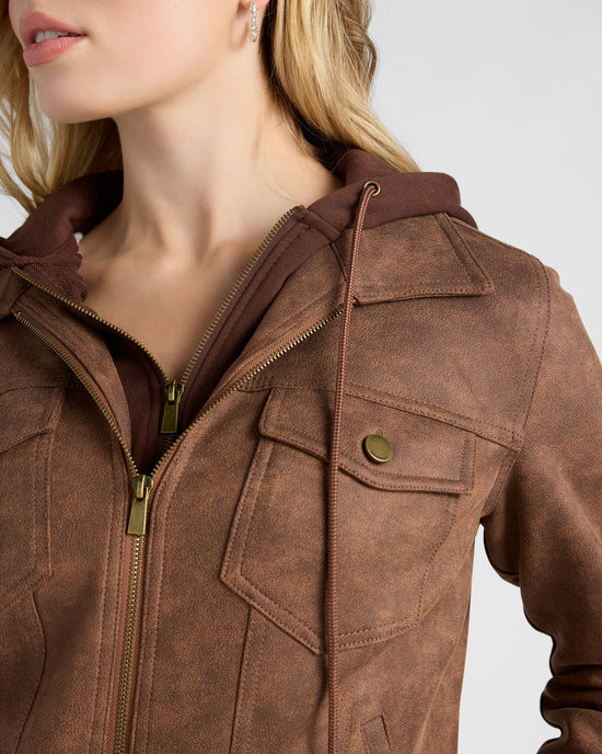 Vintage Umber $|& Liverpool Zip Up Trucker Jacket - SOF Detail