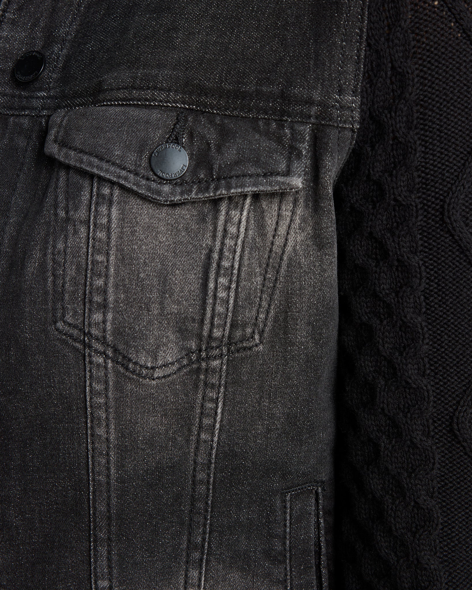 Arvis Drive $|& Liverpool Denim Jacket with Sweater Sleeves - SOF Detail