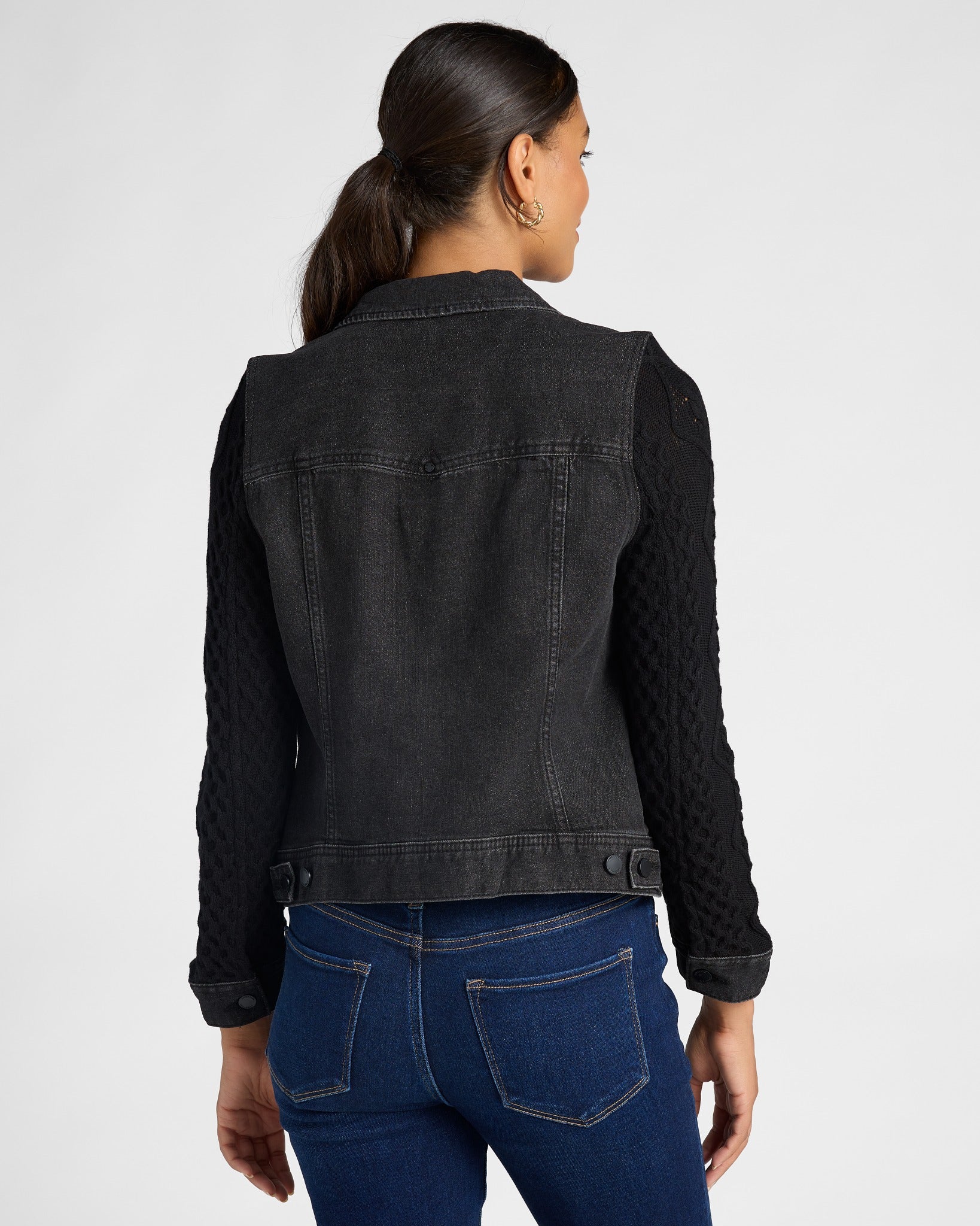 Arvis Drive $|& Liverpool Denim Jacket with Sweater Sleeves - SOF Back