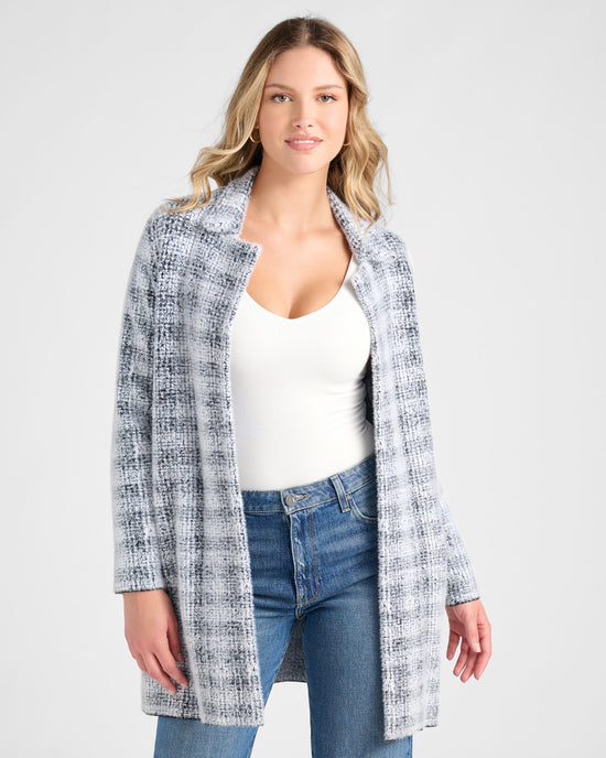 Grey White Plaid $|& Liverpool Coatigan - SOF Front