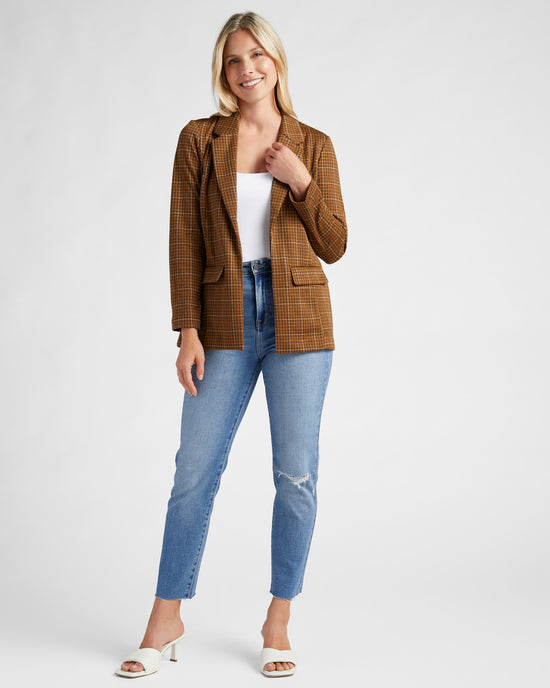 Jasper Brown Plaid $|& Liverpool Boyfriend Blazer - SOF Full Front