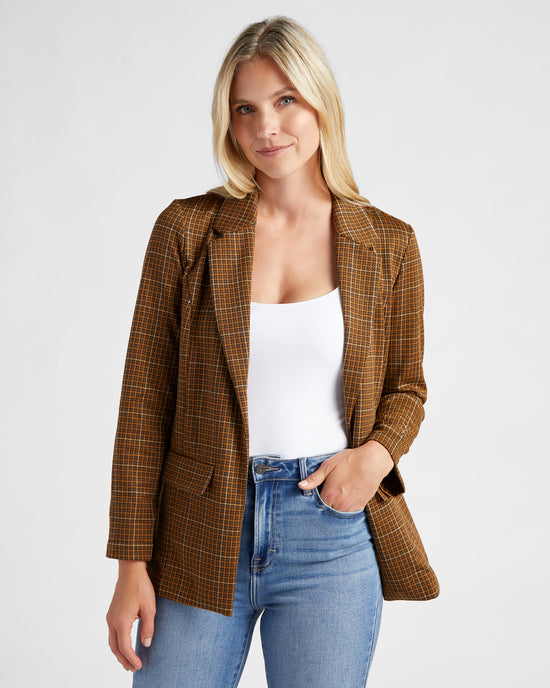Jasper Brown Plaid $|& Liverpool Boyfriend Blazer - SOF Front