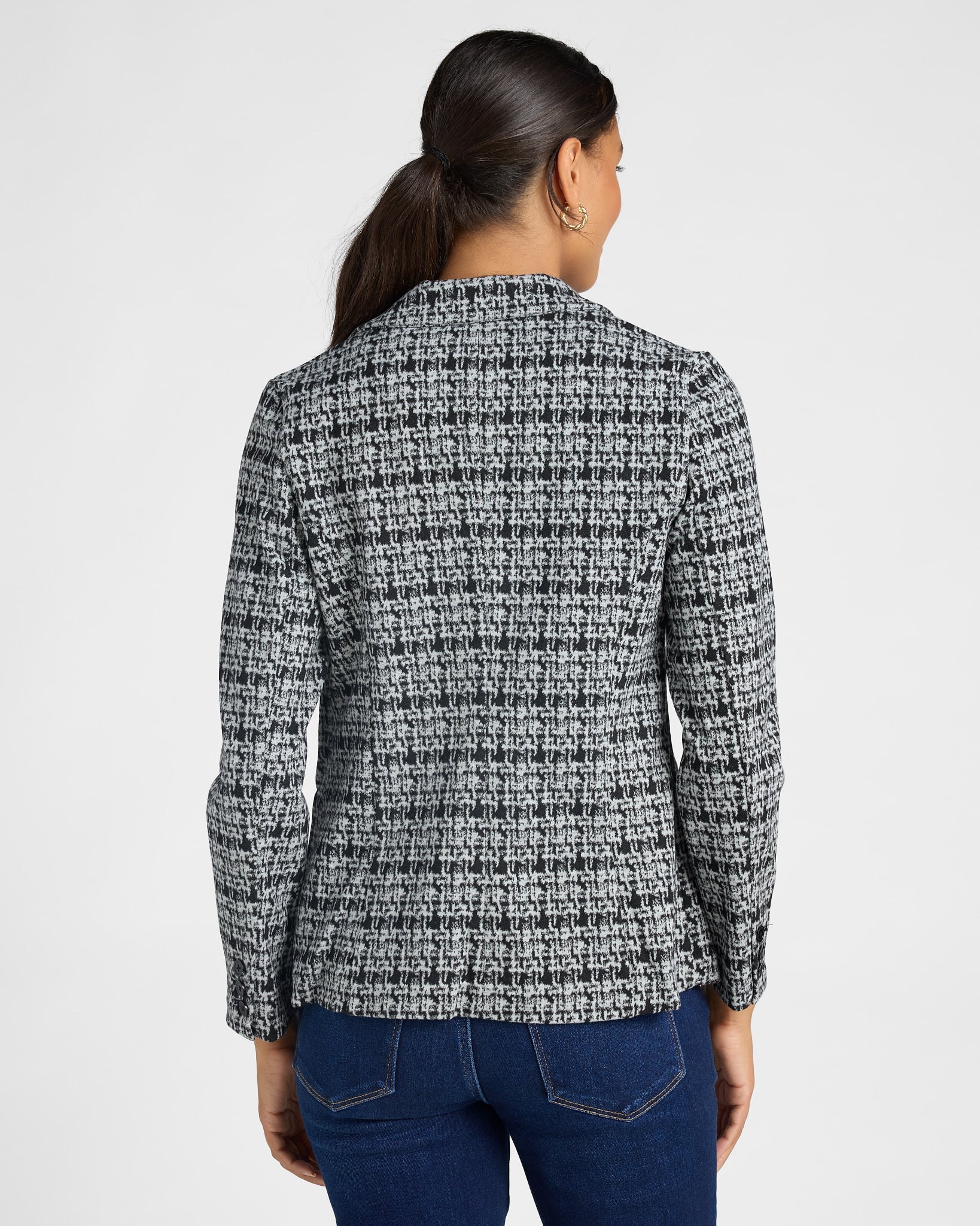 Black Grey Plaid $|& Liverpool Fitted Blazer - SOF Back