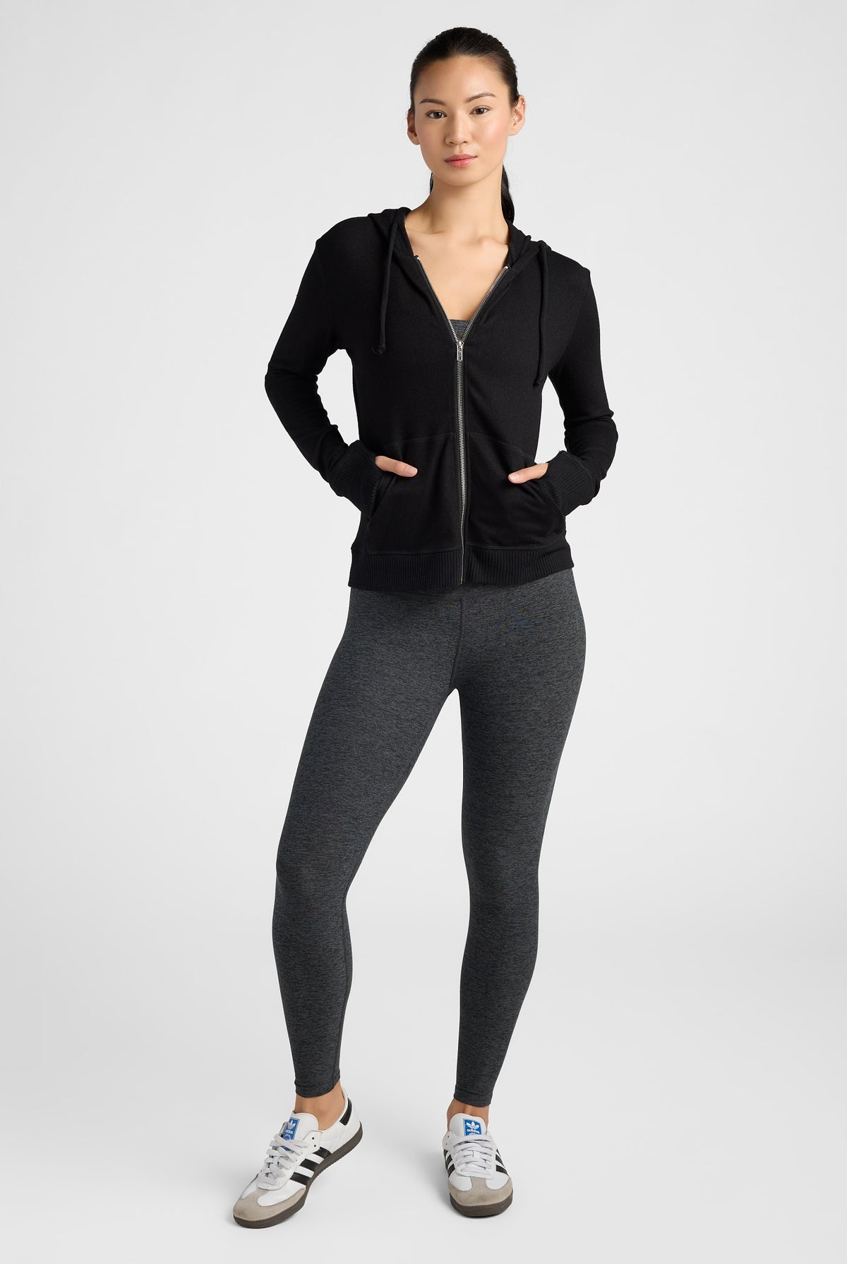 Black $|& Interval Hacci Zip Hoodie - SOF Full Front
