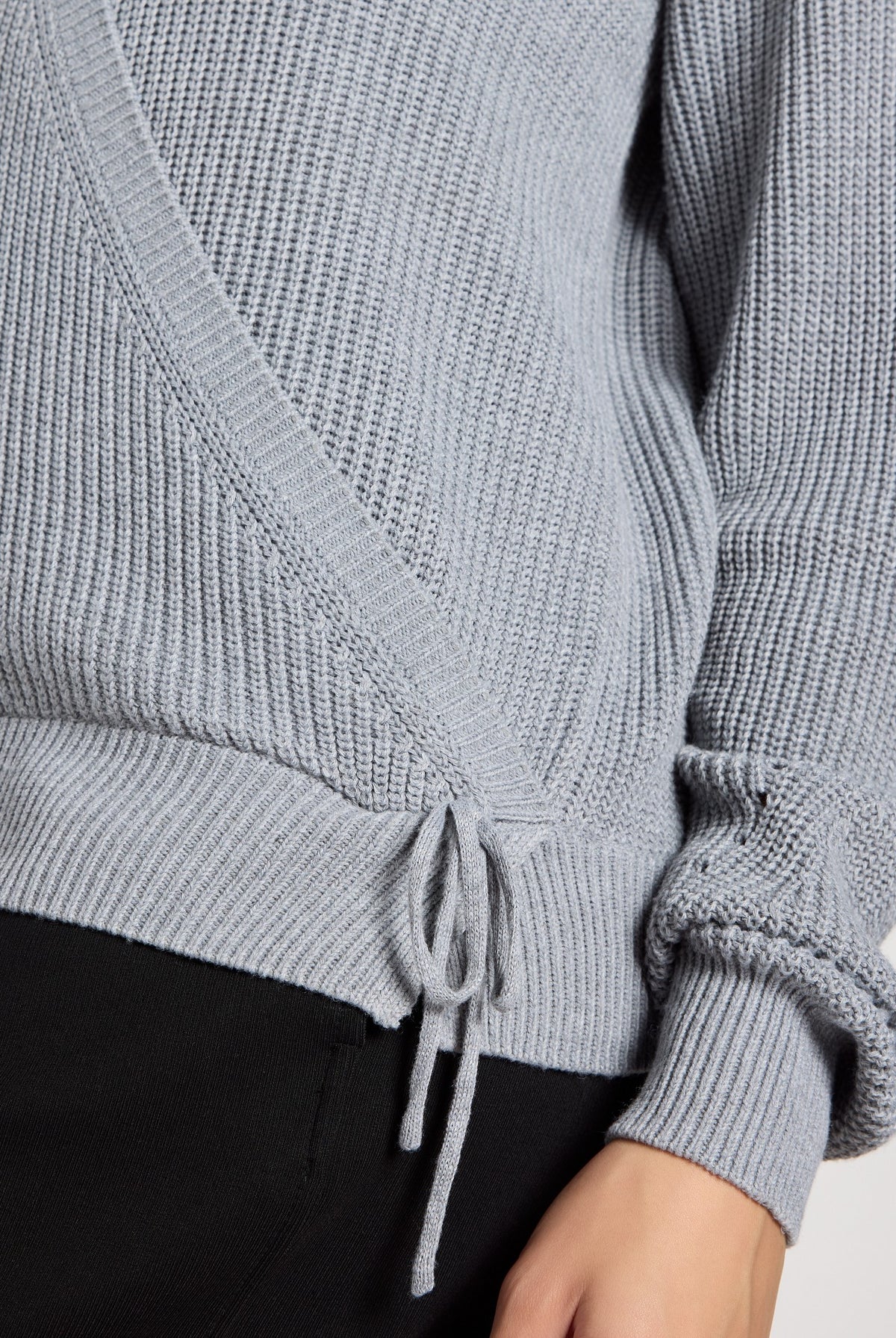 Heather Grey $|& Interval Surplice Wrap Sweater - SOF Full Front