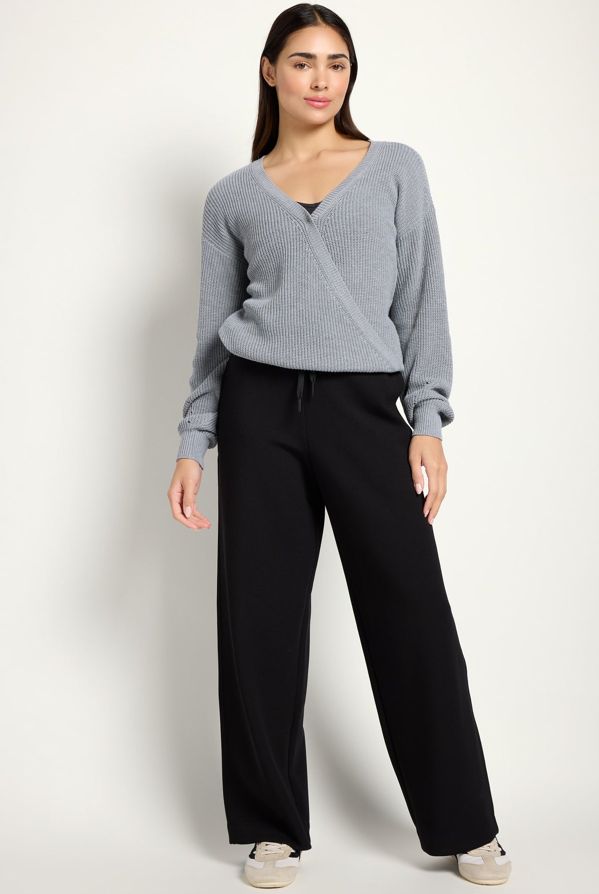 Heather Grey $|& Interval Surplice Wrap Sweater - UGC On Fig