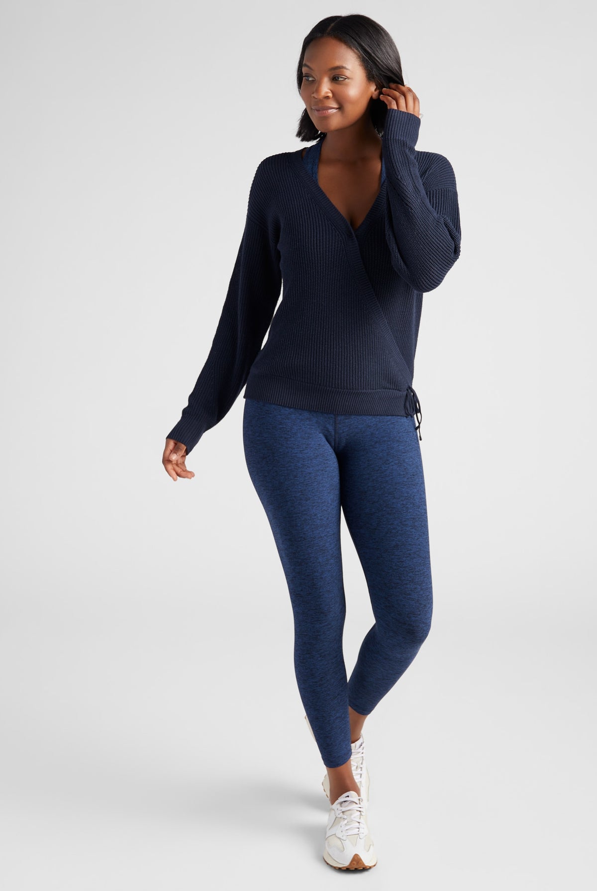 Navy $|& Interval Surplice Wrap Sweater - SOF Full Front