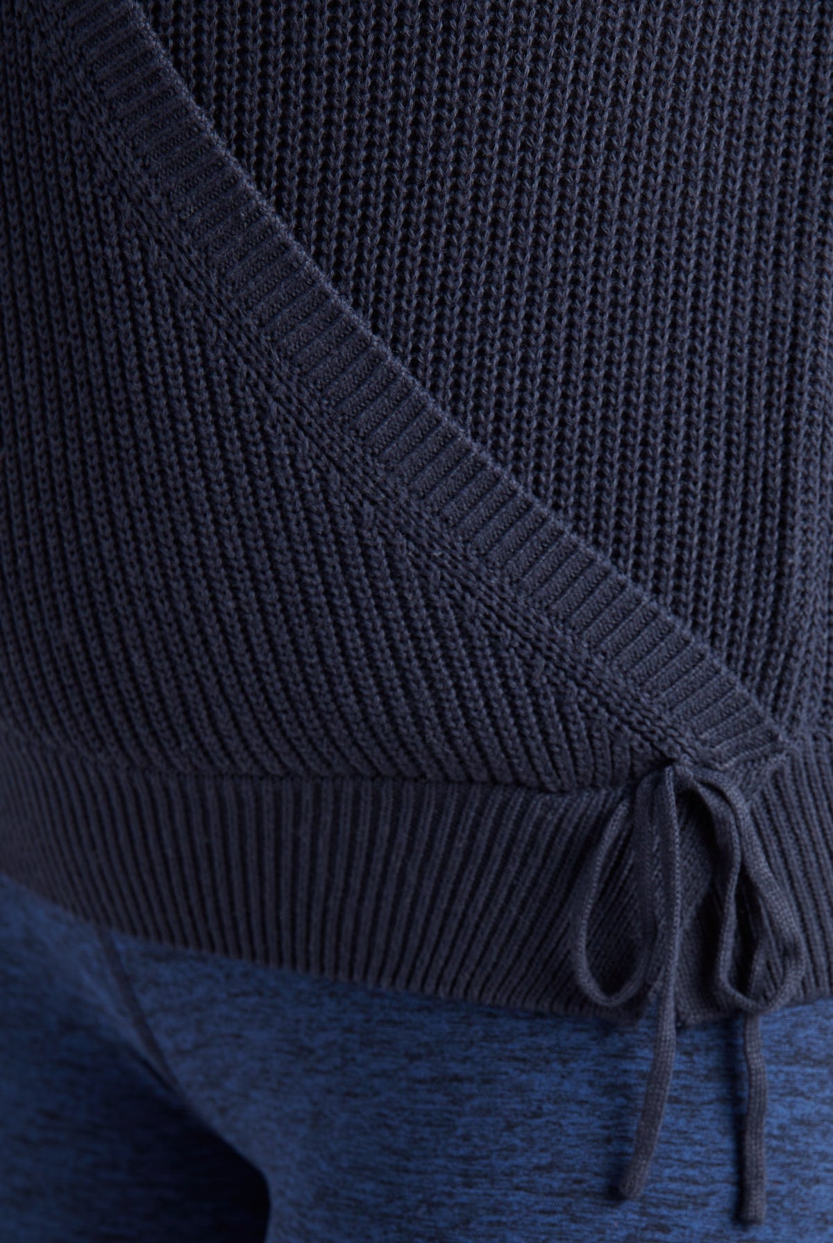 Navy $|& Interval Surplice Wrap Sweater - SOF Detail