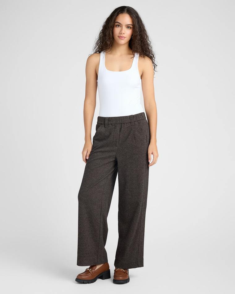 Brown $|& Democracy Ableisure Skyrise Pull-On Wide Leg Trouser - SOF Full Front