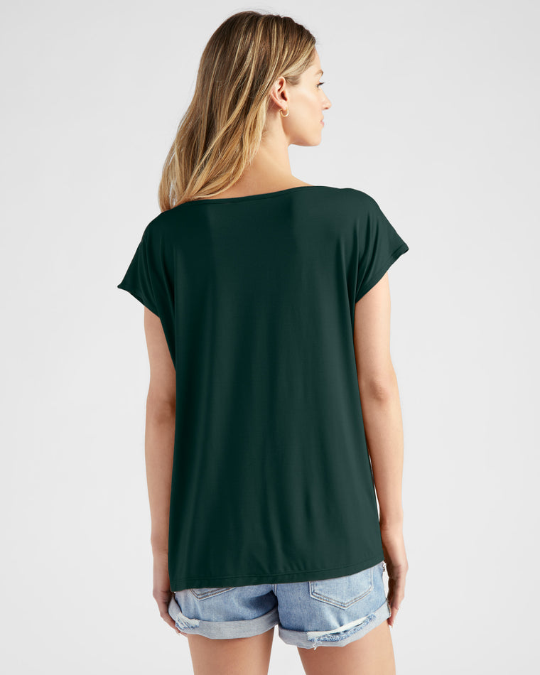 Hunter Green $|& SEAS Brentwood Boat Neck Top - SOF Back