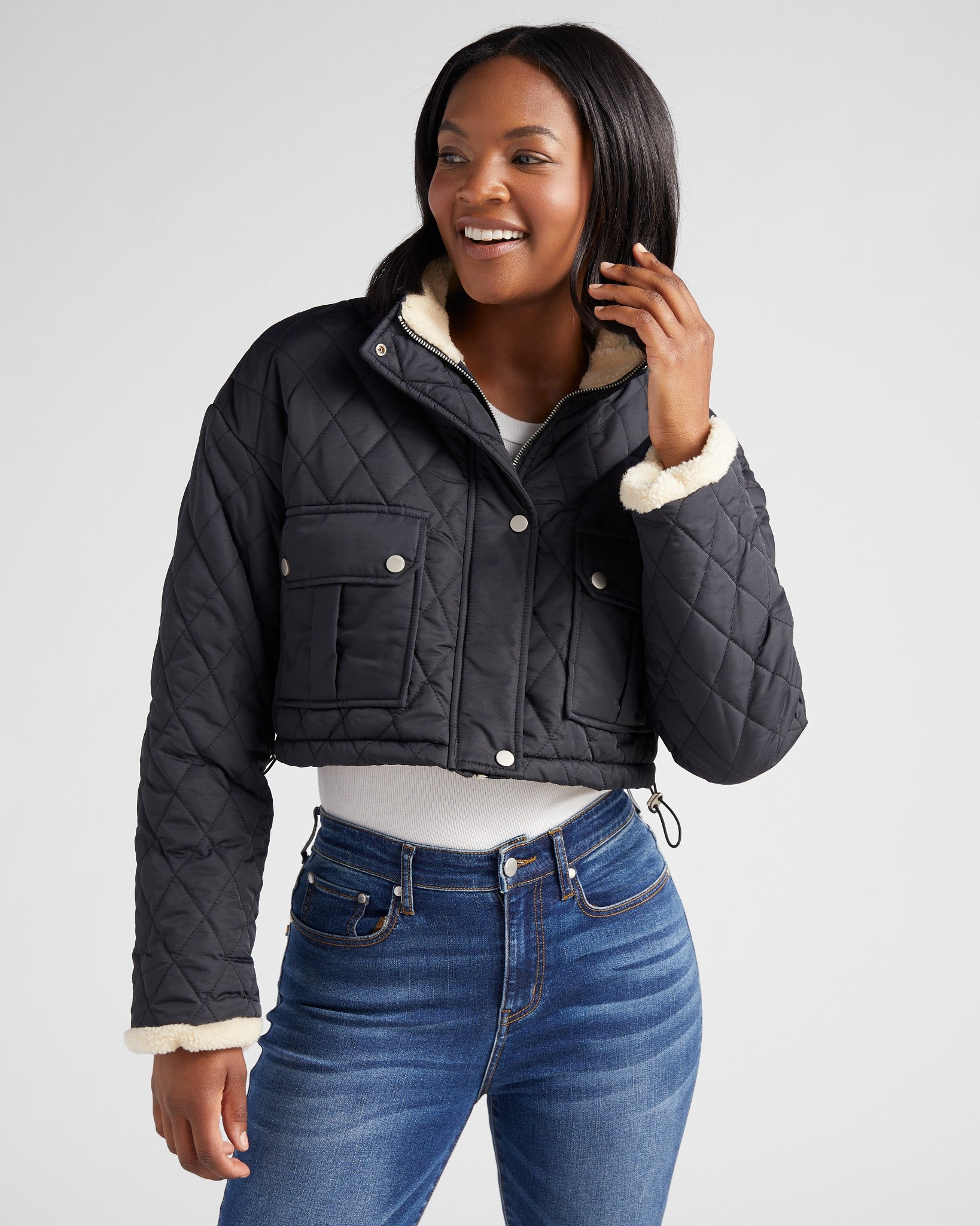 Black $|& Sadie & Sage Ashton Quilted Jacket - SOF Front