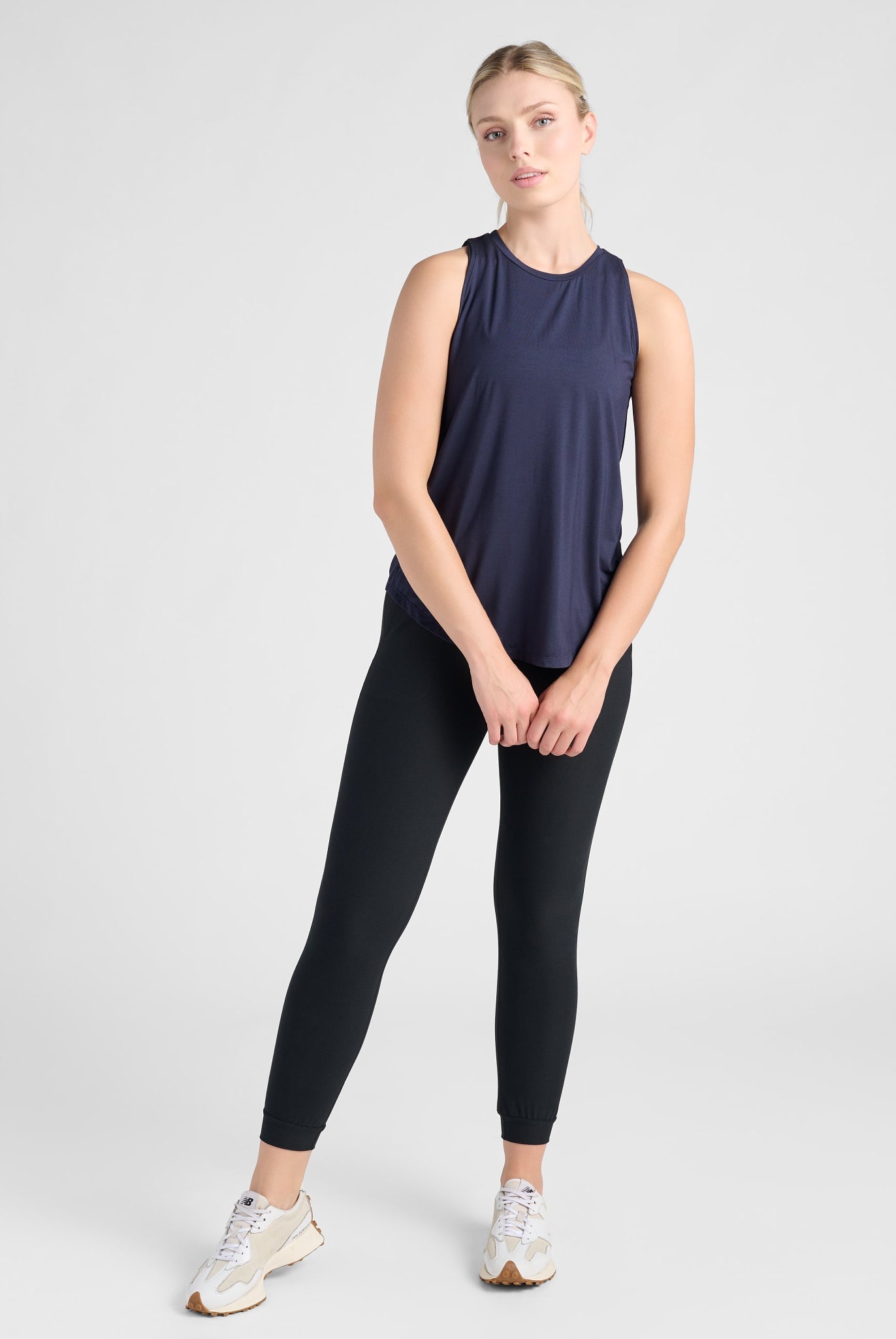 Navy $|& Interval Split Back Tank - SOF Full Front