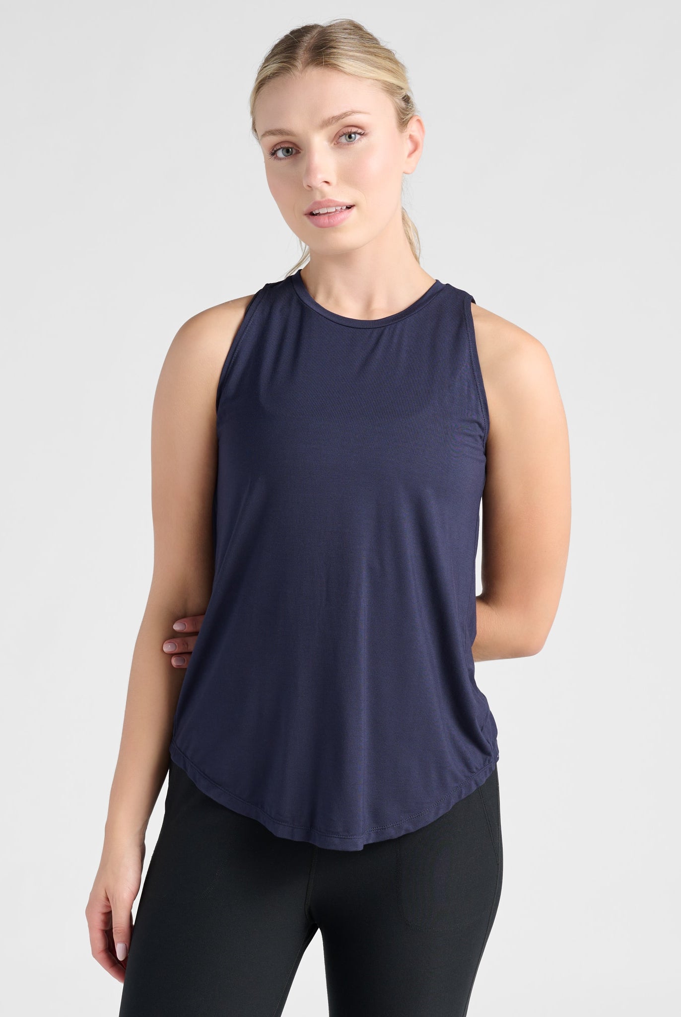 Navy $|& Interval Split Back Tank - SOF Front