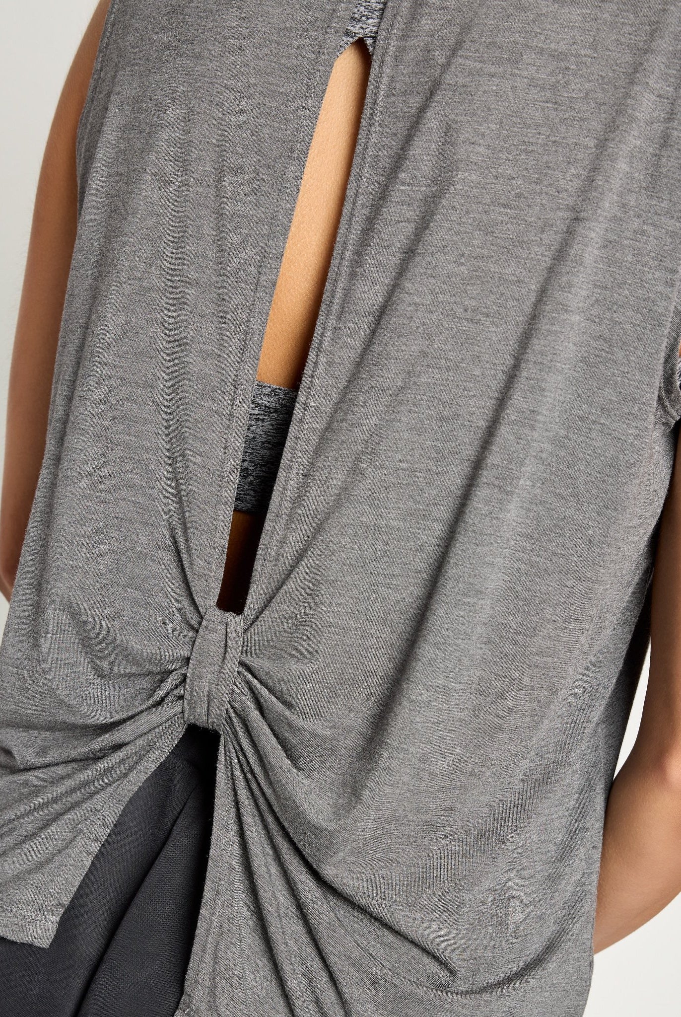 Heather Charcoal $|& Interval Split Back Tank - SOF Full Front