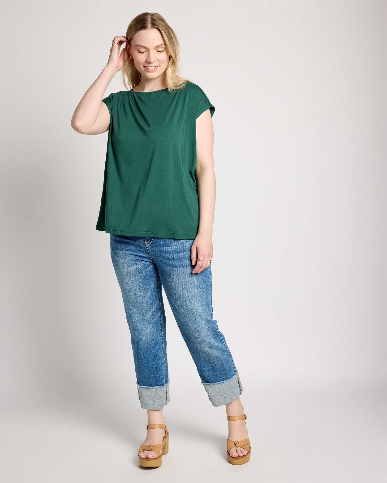 Hunter Green $|& SEAS Brentwood Boat Neck Top - UGC On Fig