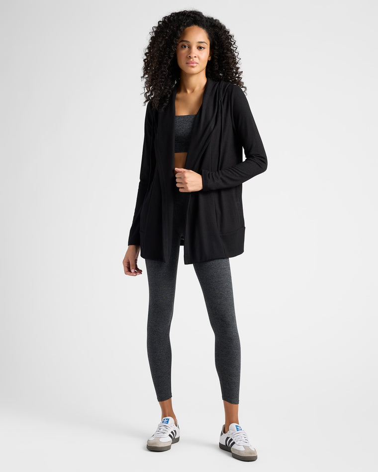 Black $|& Interval Hacci Carefree Cardigan - SOF Full Front