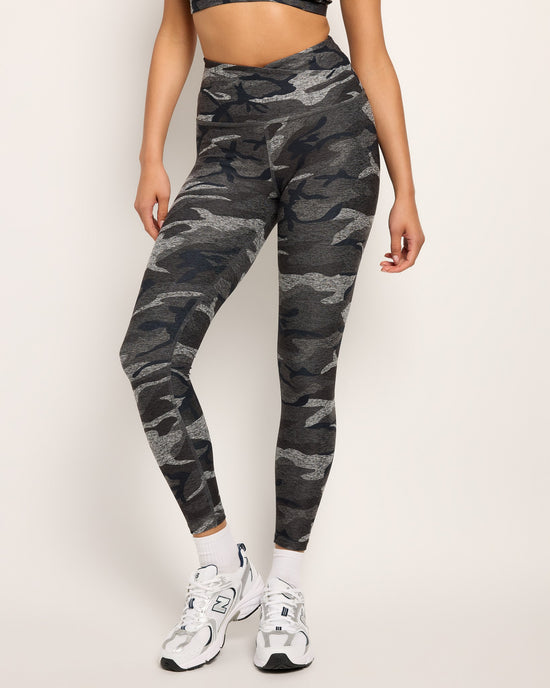 Grey Camo $|& Interval Spacedye Everyday Cross Over Legging - SOF Front