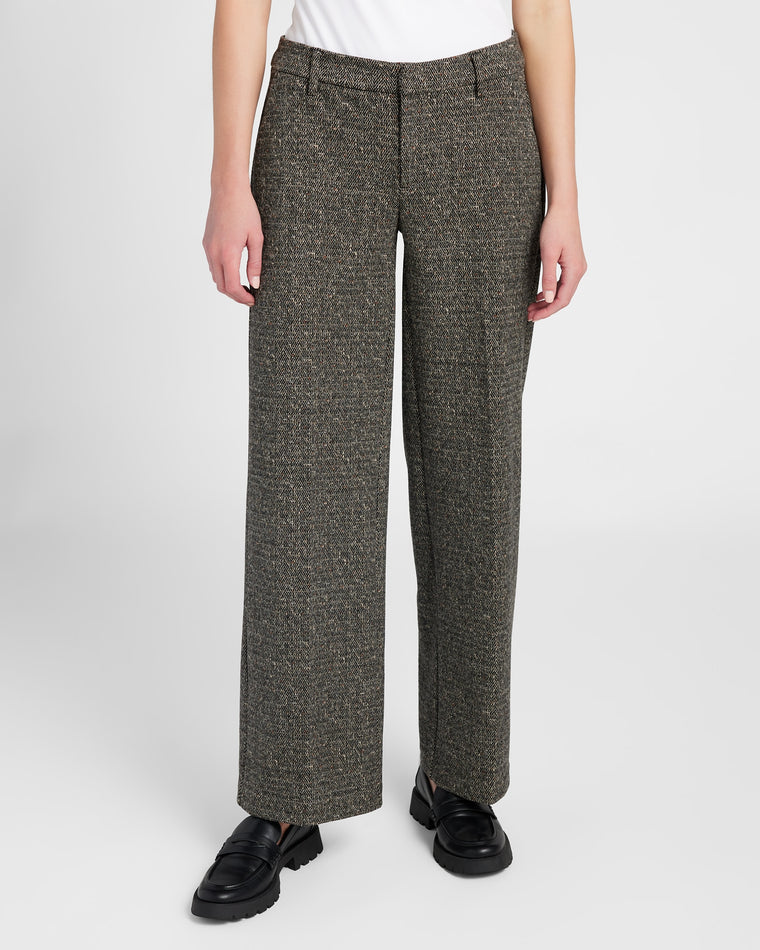 Black/Tan Herringbone $|& Liverpool Kelsey Wide Leg Trouser - SOF Front