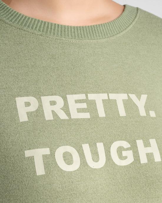 Heathered Olive $|& Interval Hacci Graphic Crew - PRETTY TOUGH - SOF Detail
