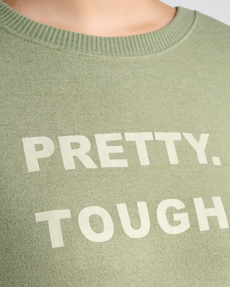 Heathered Olive $|& Interval Hacci Graphic Crew - PRETTY TOUGH - SOF Detail