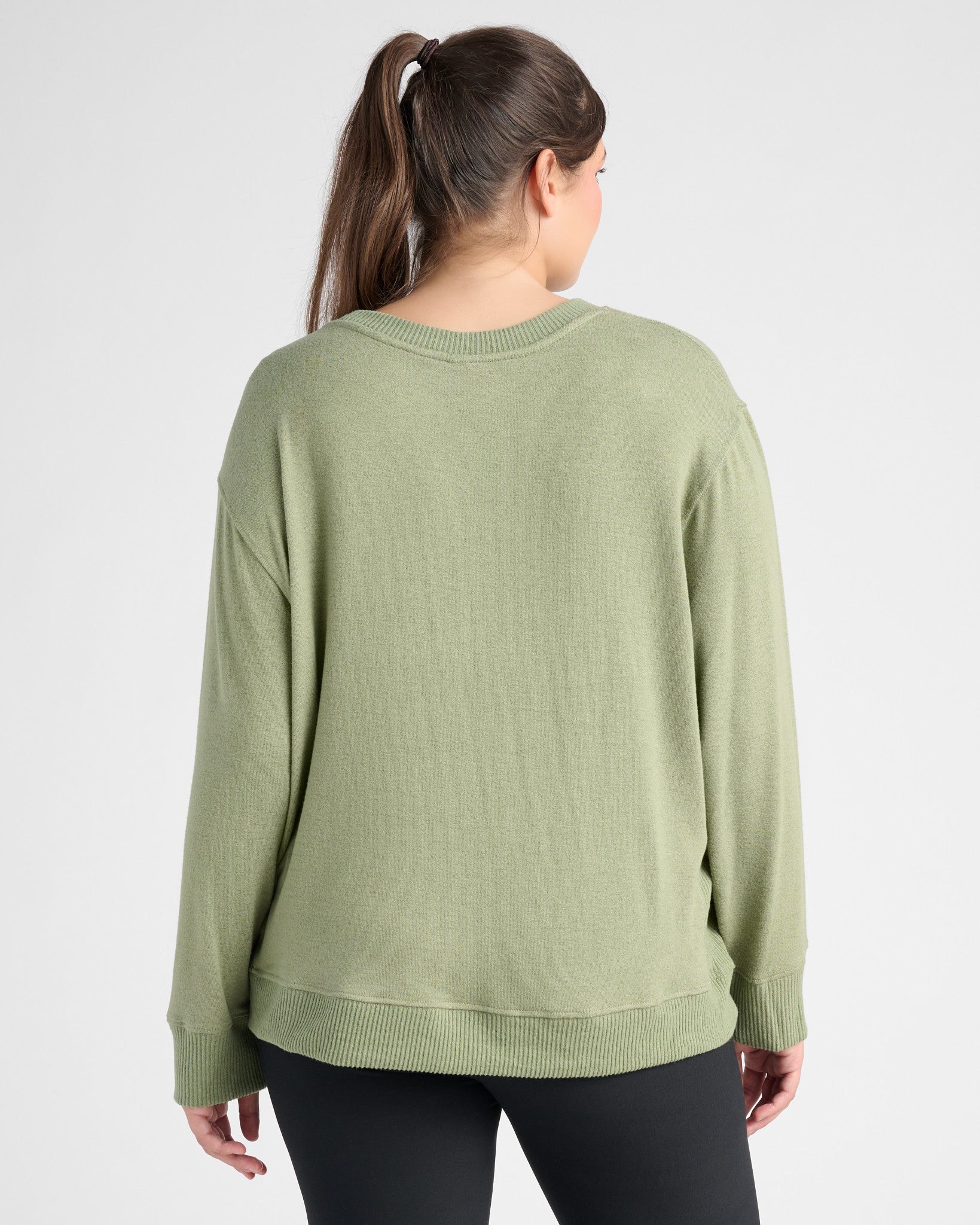 Heathered Olive Green $|& Interval Hacci Graphic Crew - PRETTY TOUGH - SOF Back