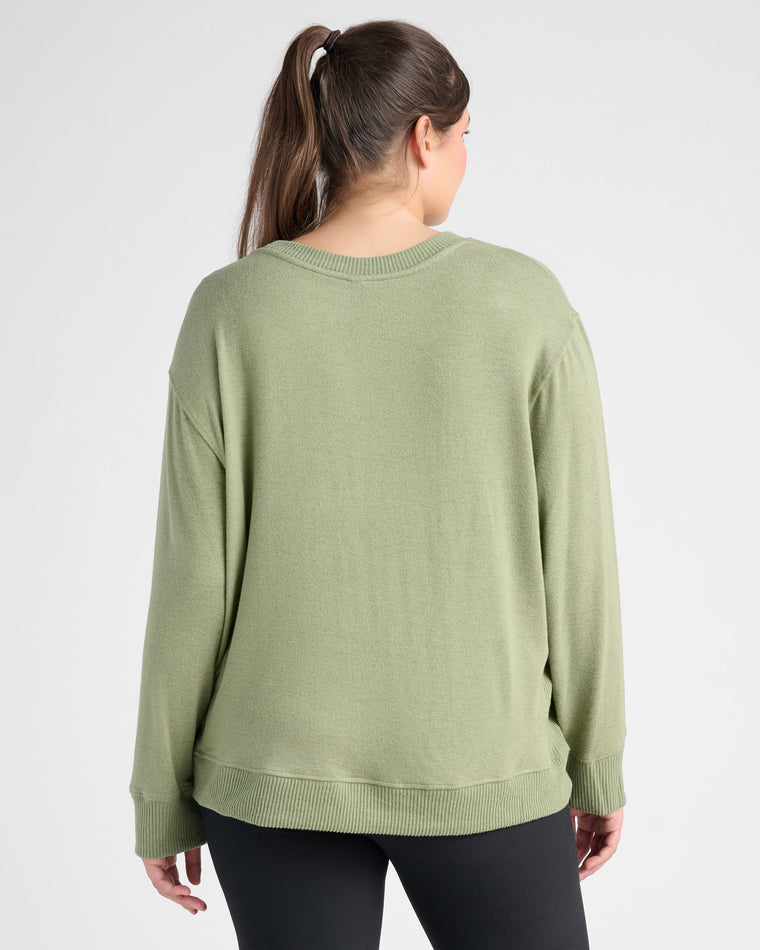 Heathered Olive $|& Interval Hacci Graphic Crew - PRETTY TOUGH - SOF Back