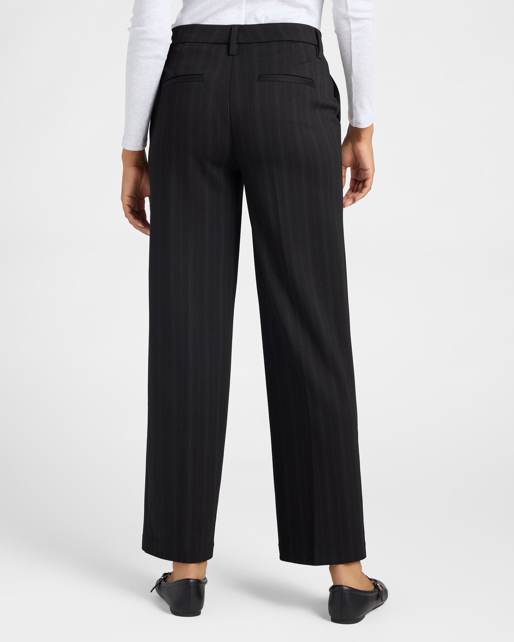 Black/Forest Pinstripe $|& Liverpool High Rise Kelsey Wide Leg Trouser - SOF Back